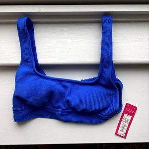 Blue Ribbed Bikini Top